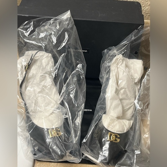 Dolce & Gabbana Leather Slingback Cardinale B60 Nappa Calfskin Blk Pump, Sz 8 - Picture 13 of 15